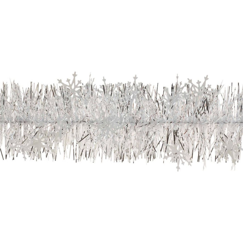 Guirlande de Noël : flocon, coloris blanc/argent -