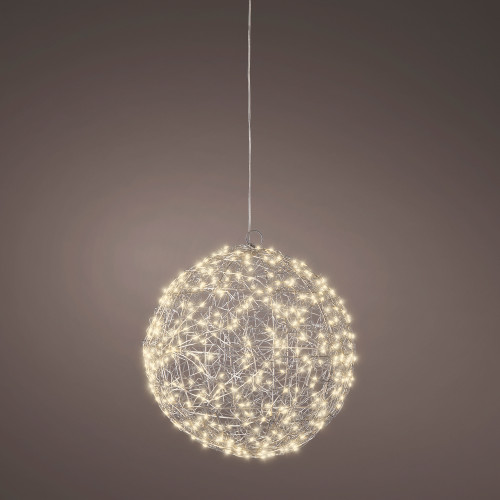 Boule 400 micro led argent blanc d28cm
