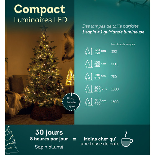 Guirlande solaire 'Compact' 1000 led, blanc chaud