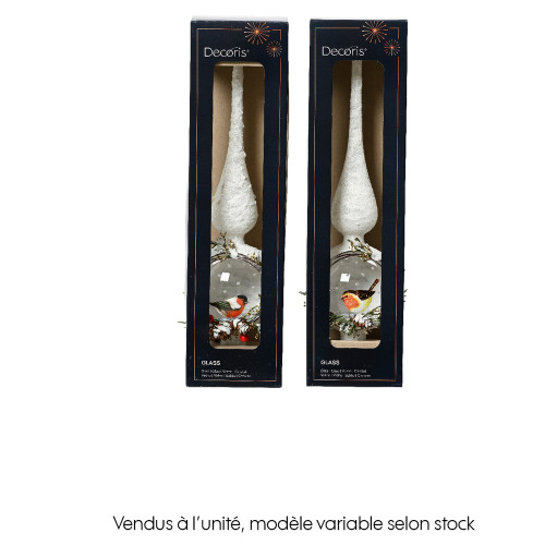 Cimier de sapin de Noël en verre, blanc - H. 31cm