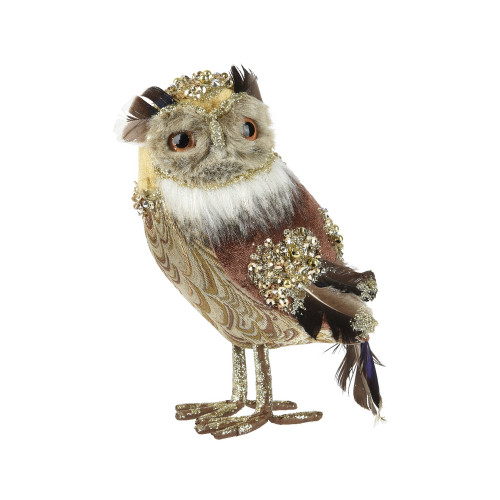 Chouette polyester brun 17X10X19cm