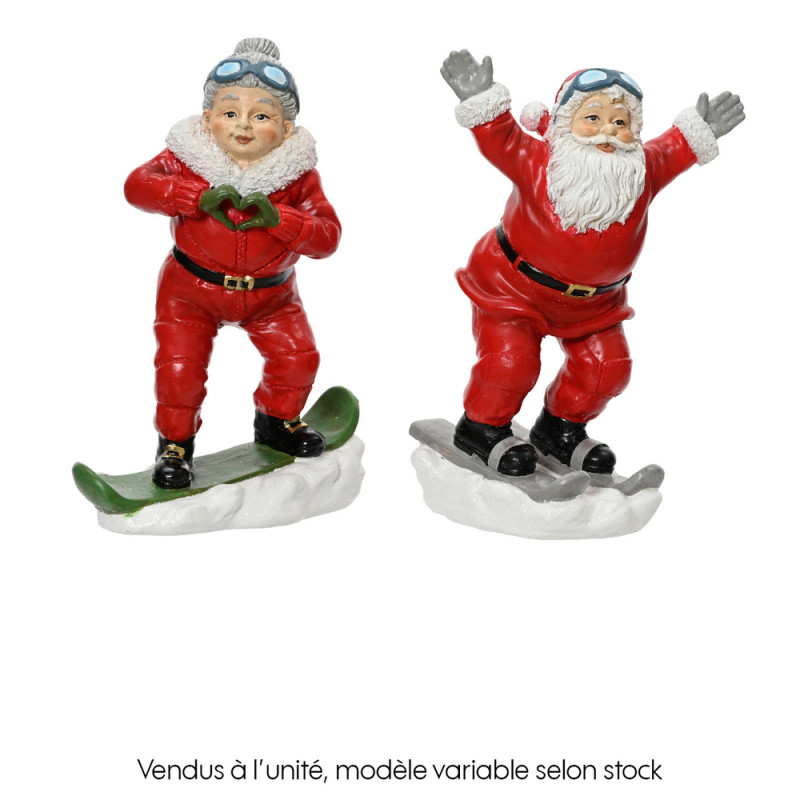Figurine en résine : Père Noël sur ses skis - H. 2