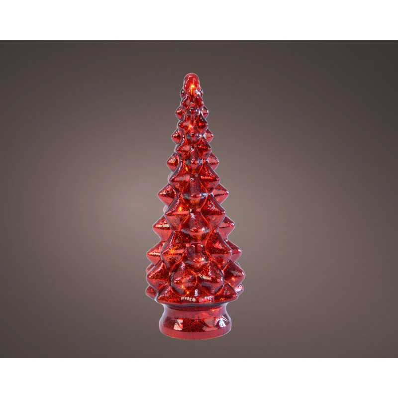 Sapin vert 10 micro led rouge blanc chaud h29cm