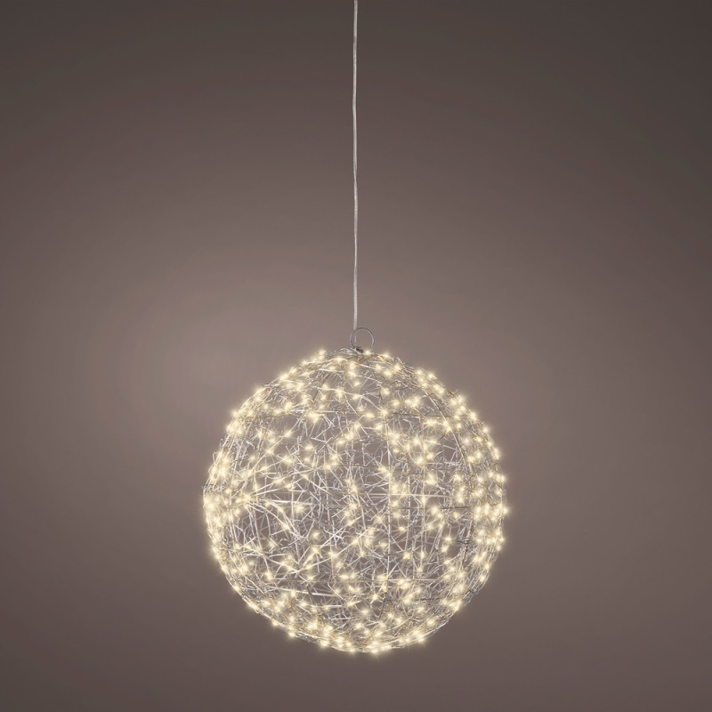 Boule 400 micro led argent blanc d28cm