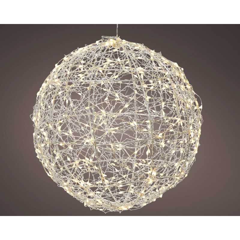 Boule 600 micro led argent blanc chaud d38cm