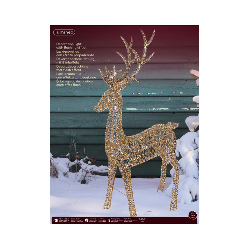 Renne de Noël lumineux, LED blanche chaude, colori