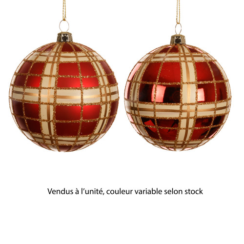 Boule de Noël, coloris rouge/or - D. 8cm