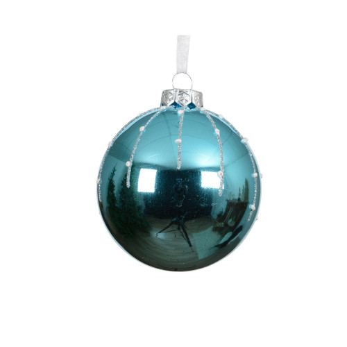 Boule de Noël en verre : avec lignes pailletées, c