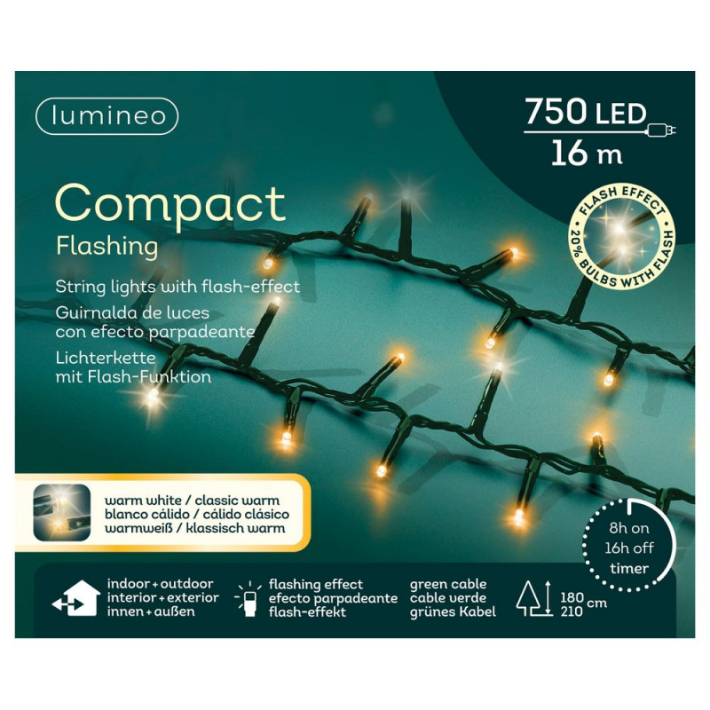 Guirlande lumineuse, LED blanc chaud - L. 16m