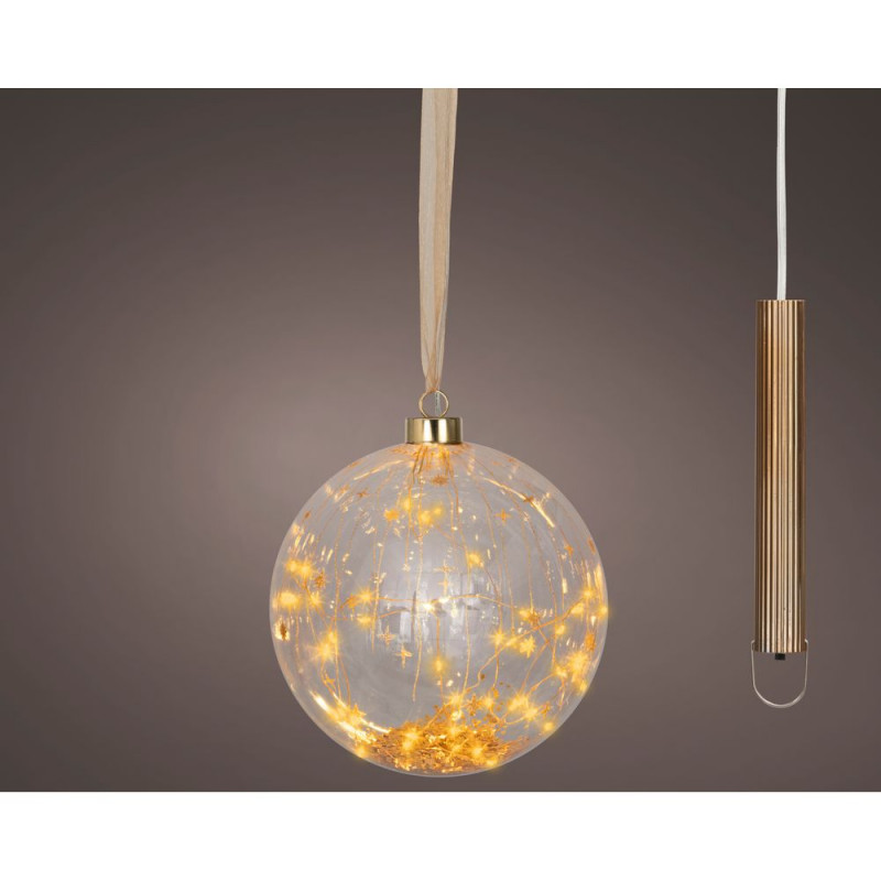 Boule de Noël à suspendre, micro LED doré - D. 19c