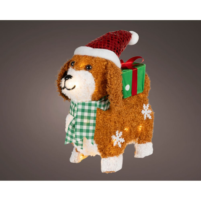 Décoration de Noël 'Chien', LED blanc chaud - H. 3