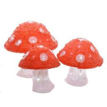 Champignon LED x3 plastique rouge/blanc