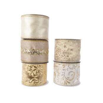 Ruban motif or pailleté 270 x 6,3 cm