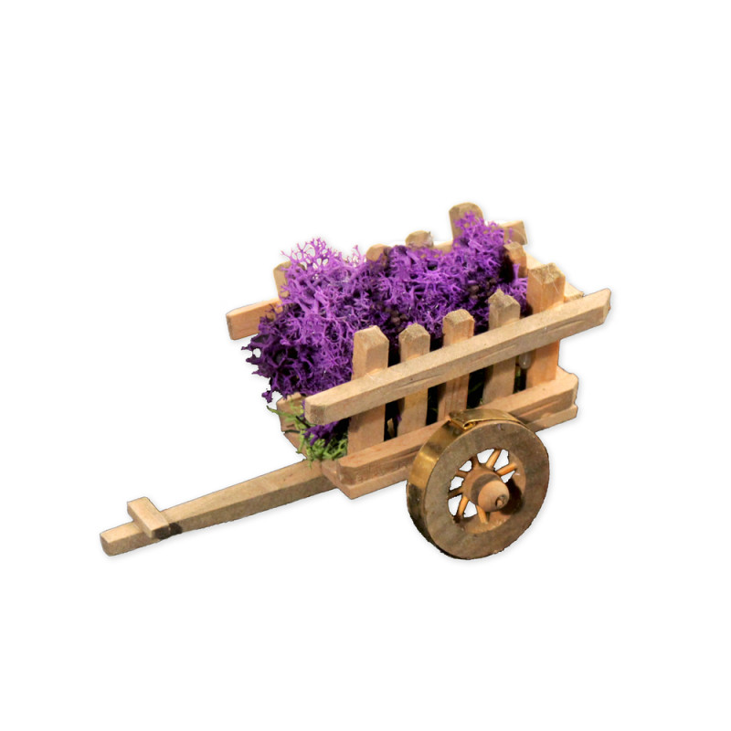 Petit charriot avec lavande pour décoration de crè