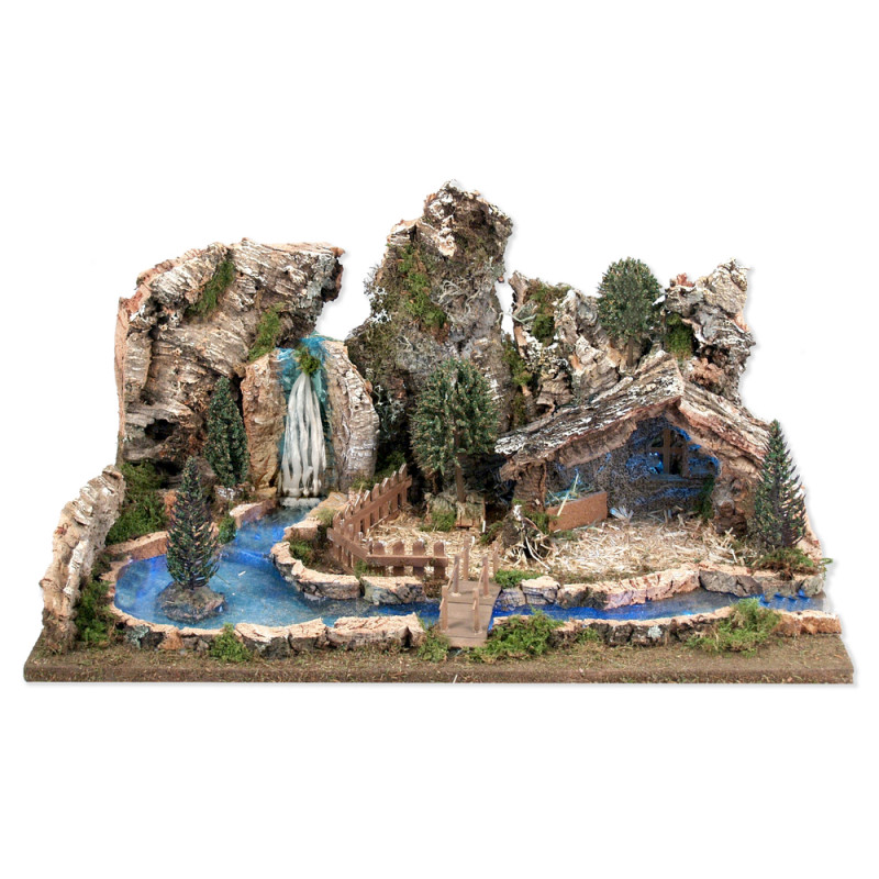 Ville fleuve grotte 56X36cm h25cm