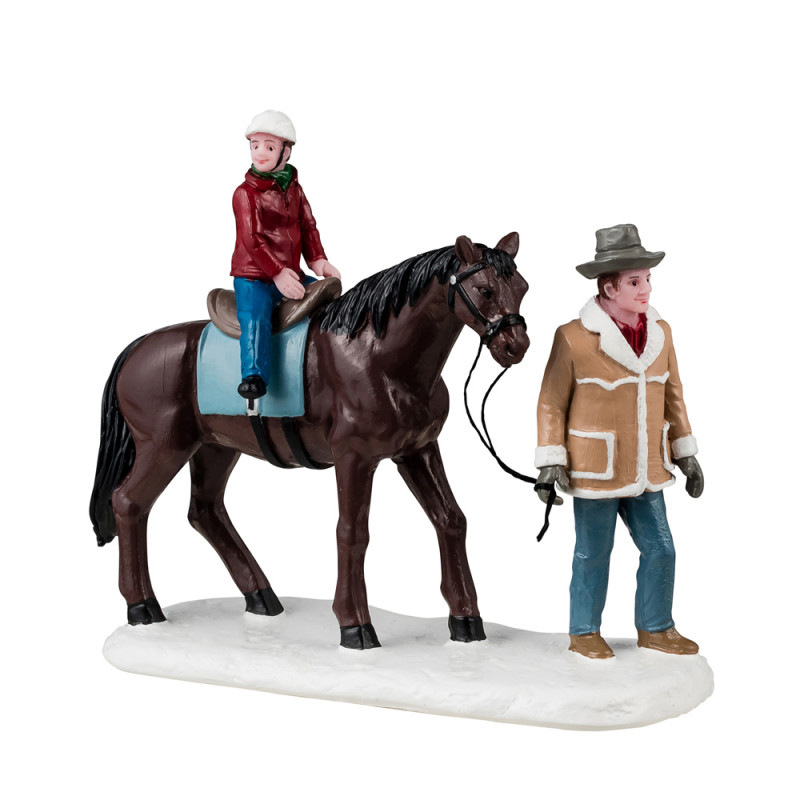 Figurines de Noël : Promenade familiale à chevale