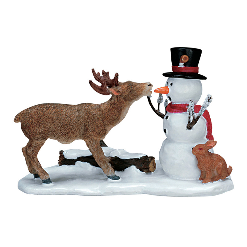 Figurines de Noël : Renne gourmand et le bonhomme