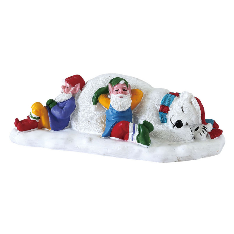 Figurines de Noël : Sieste des lutins et l'ours po
