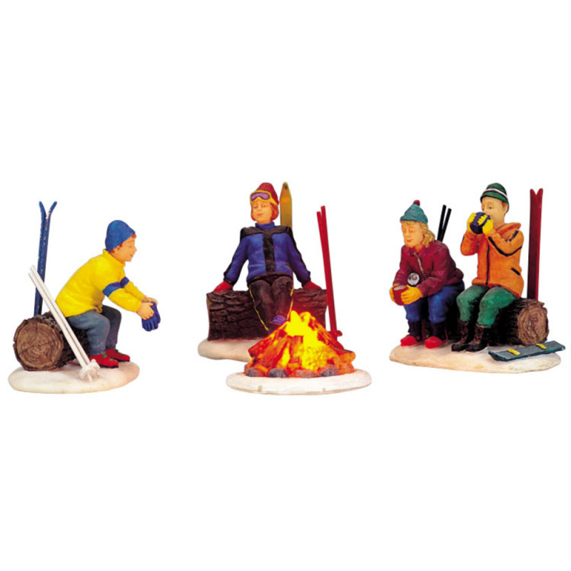 Figurines de Noël : Feu de camp des skieurs - H. 5