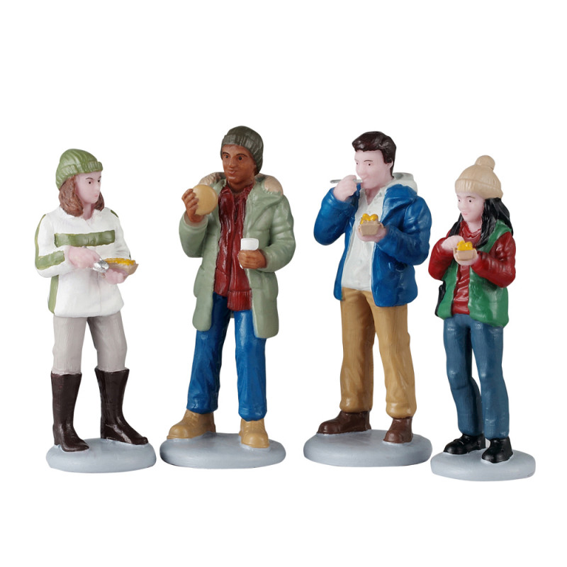 Figurines en résine, clients cuisine rue - H. 6,7c