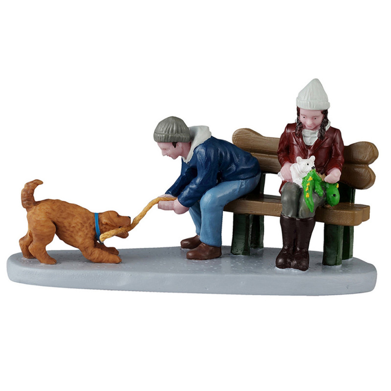 Figurine en résine, chiots espiègles - H. 6cm