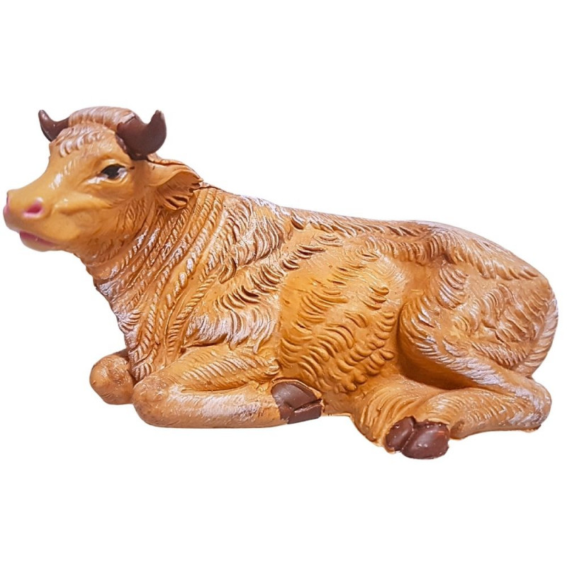 Santon pour crèche de Noël : buf couché - L. 10cm