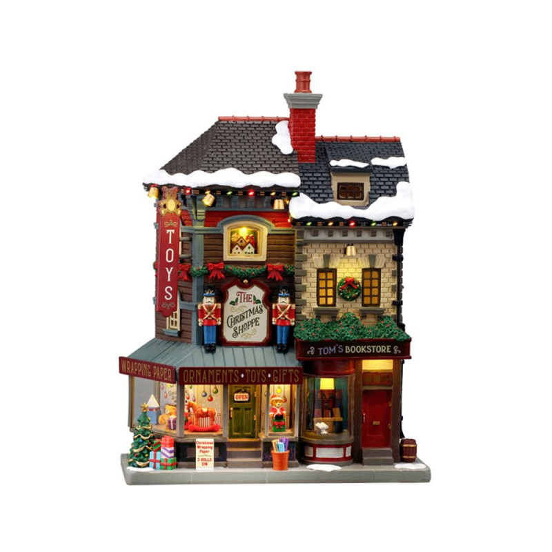 Scène lumineuse 'La boutique de Noël' - H. 28cm