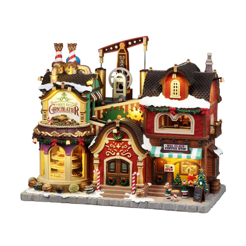 Scène animée 'Chocolaterie Holly Jolly café Mme Cl