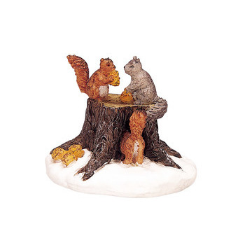 Figurine de Noël : Ecureuils sur tronc