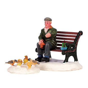 Figurines de Noël : Le vieil homme et l'oiseau