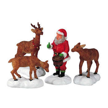 Père Noël et rennes : set de 4 figurines