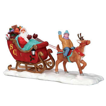 Figurine : Le père Noël sur son traineau