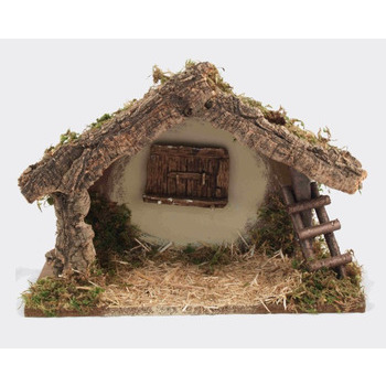Crèche bois liège et mousse 32x16x26cm