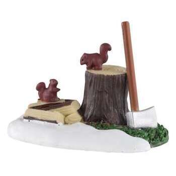 Figurine de Noël : Hache et bûches - H. 4cm