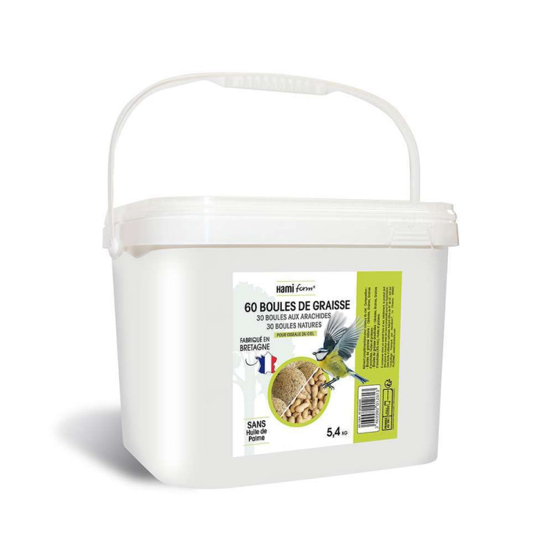 Seau mixte 60 boules de graisse (30 nature + 30 ar