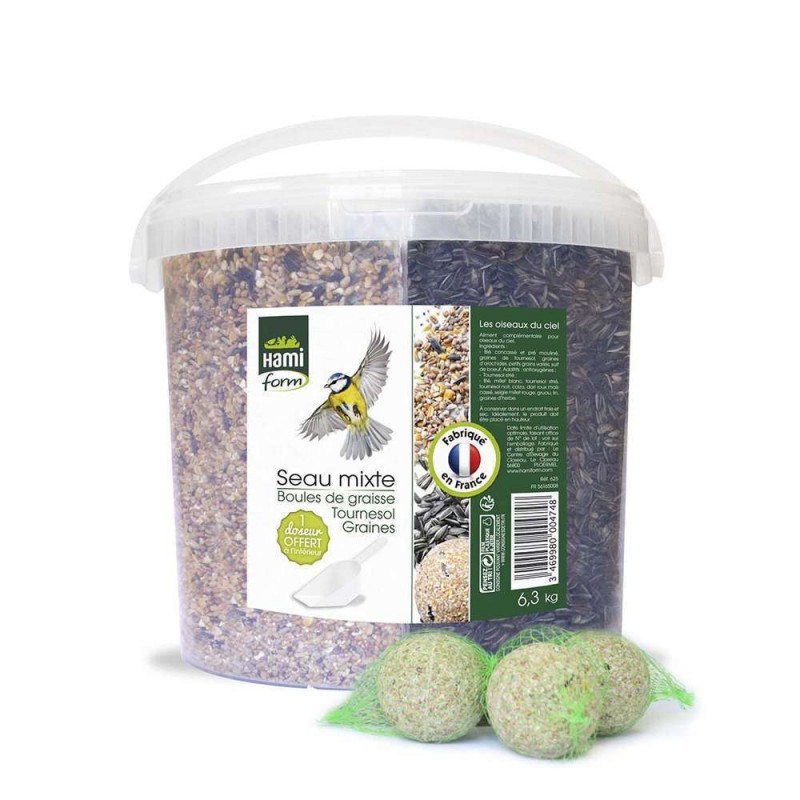 Seau mixte (graines + tournesol + boules) 6,3 kg