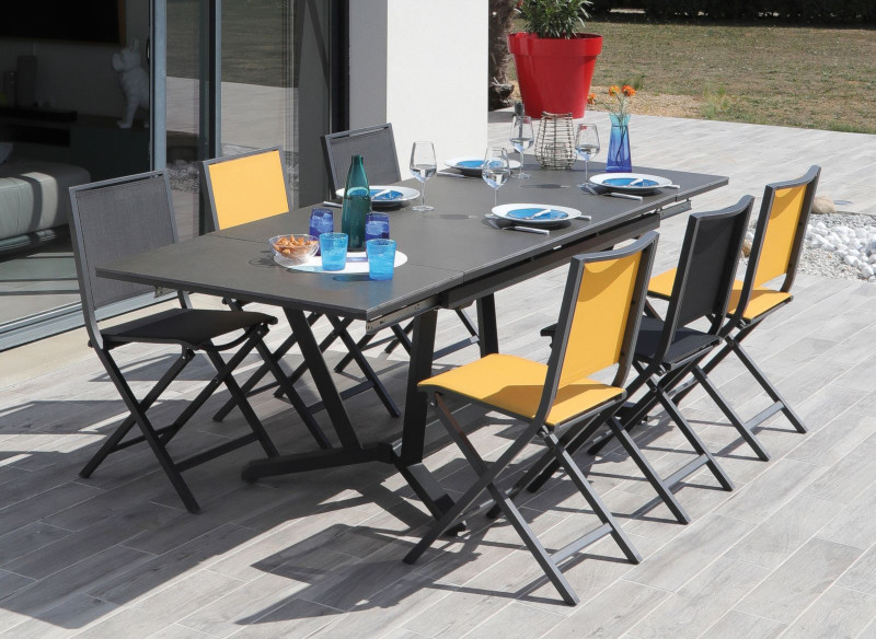 Table de jardin VITA grise aluminium et céramique