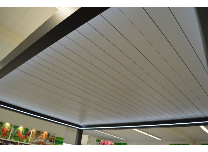 Pergola motorisée à LED Zephyr en aluminium gris -